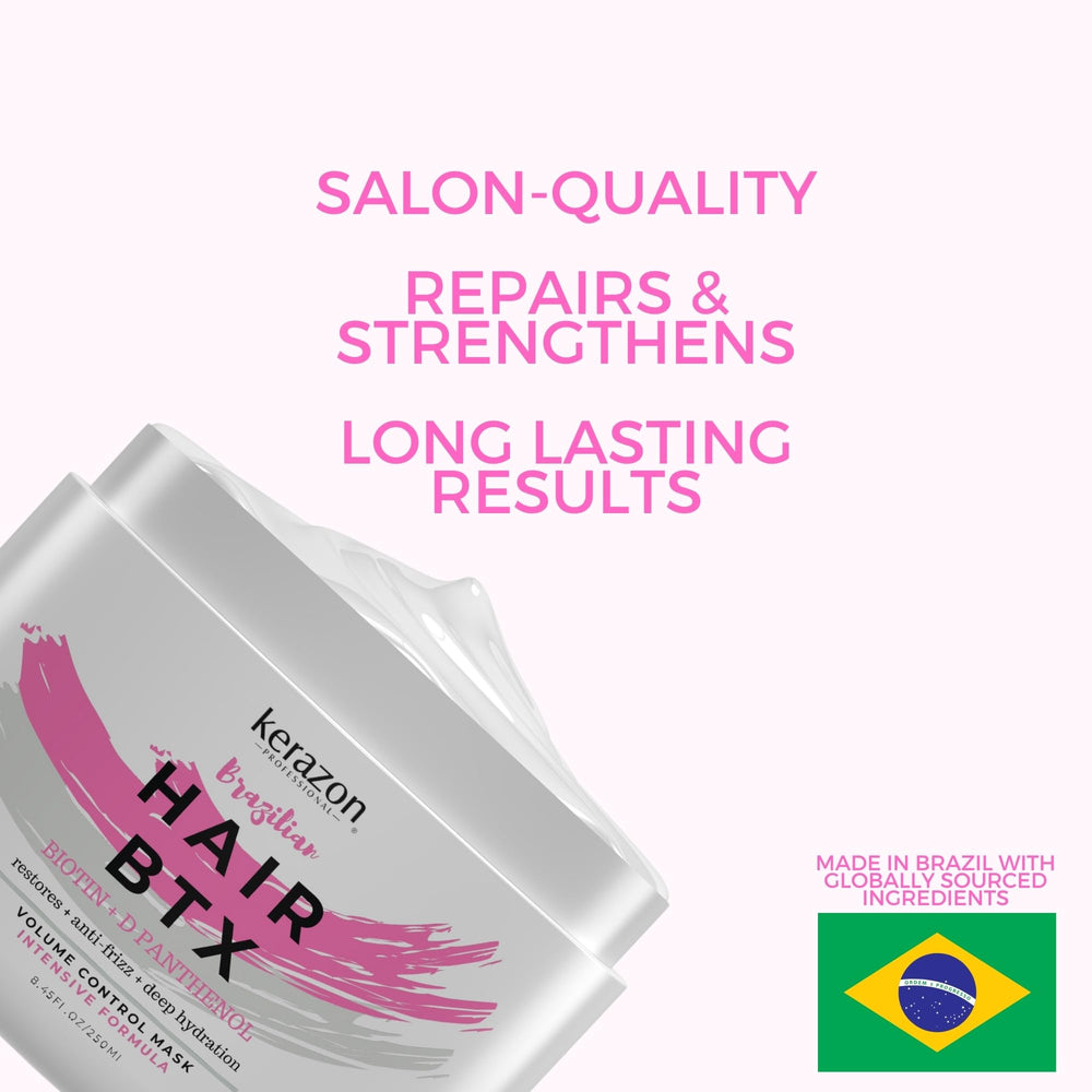 Kerazon BTX moisturizing closeup emphasizes hydration and nourishment for dry strands.