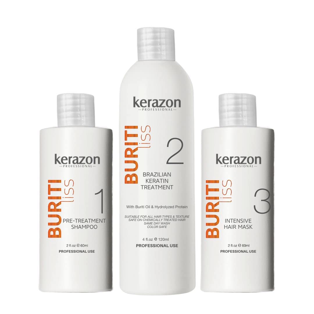 Kerazon Professional Step 1 clarifying shampoo bottle preps hair for keratin treatment