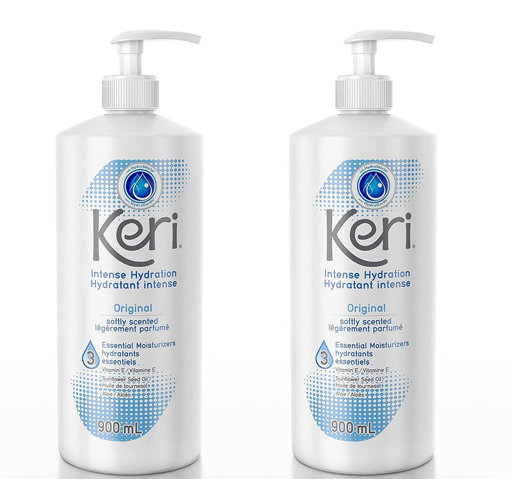 Keri Lotion Original emollient-rich cream texture close-up highlights dry skin relief.