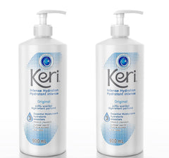Keri Lotion Original emollient-rich cream texture close-up highlights dry skin relief.