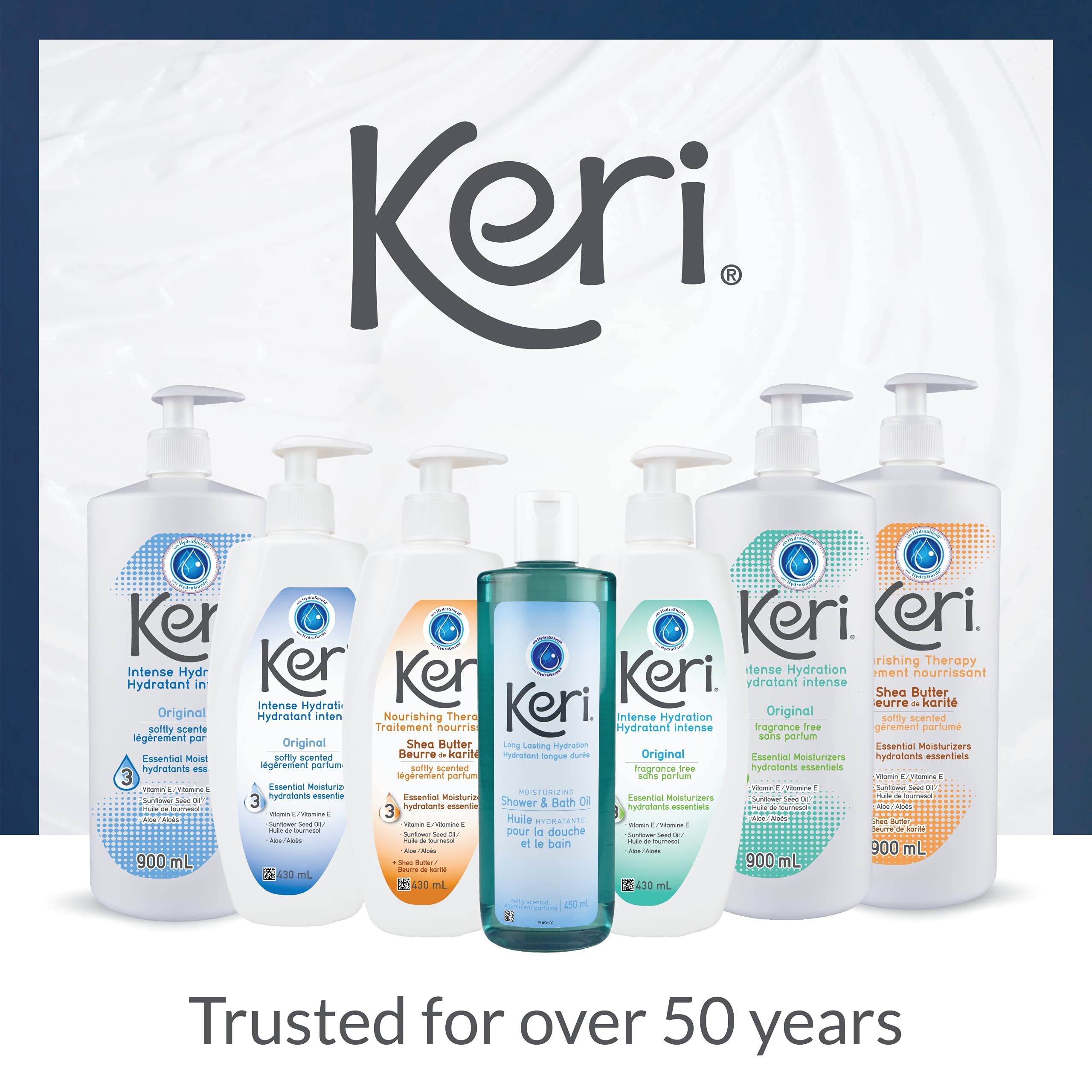 Keri Original Lotion soft focus ambience suggests a calming daily skincare ritual.