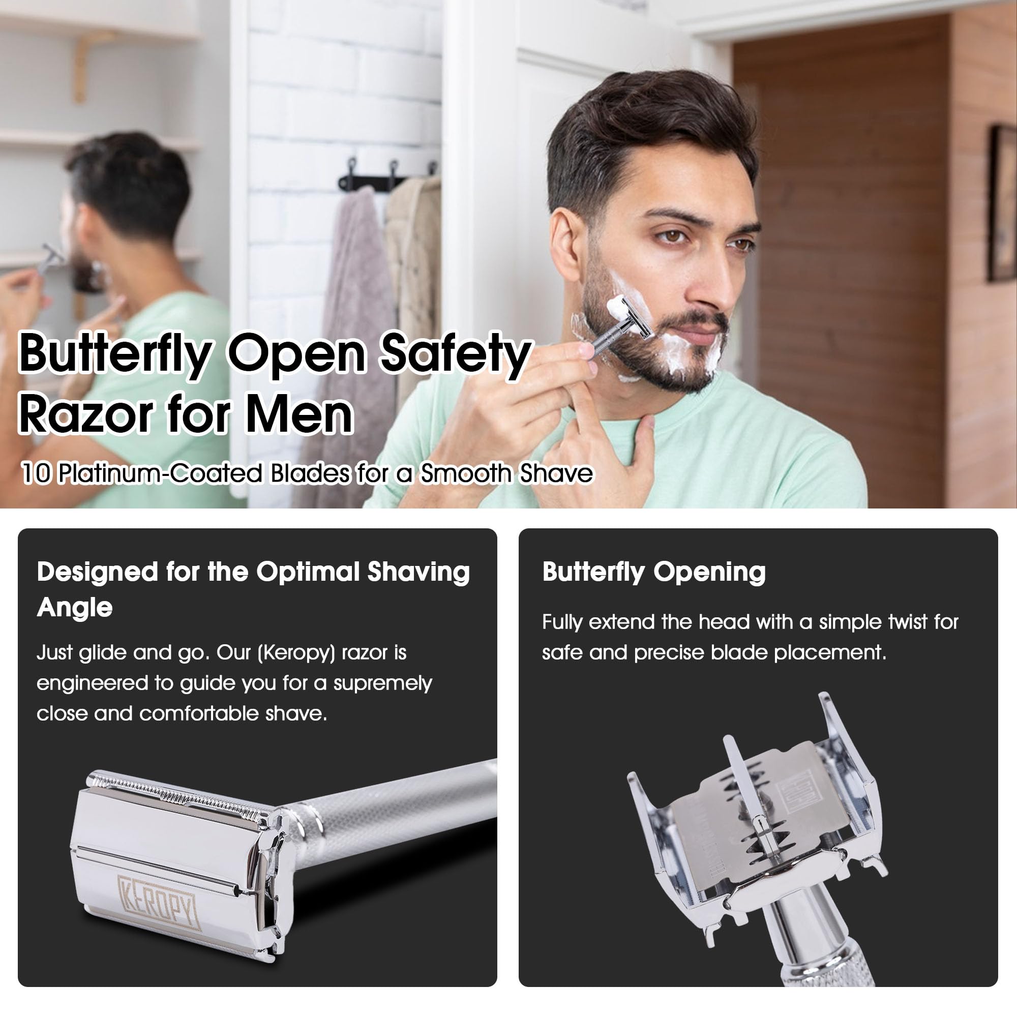 Keropy complete starter kit includes razor and blades for beginners and pros