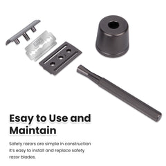 Keropy Razor Gun Black close-up, premium matte finish for comfortable shaving.