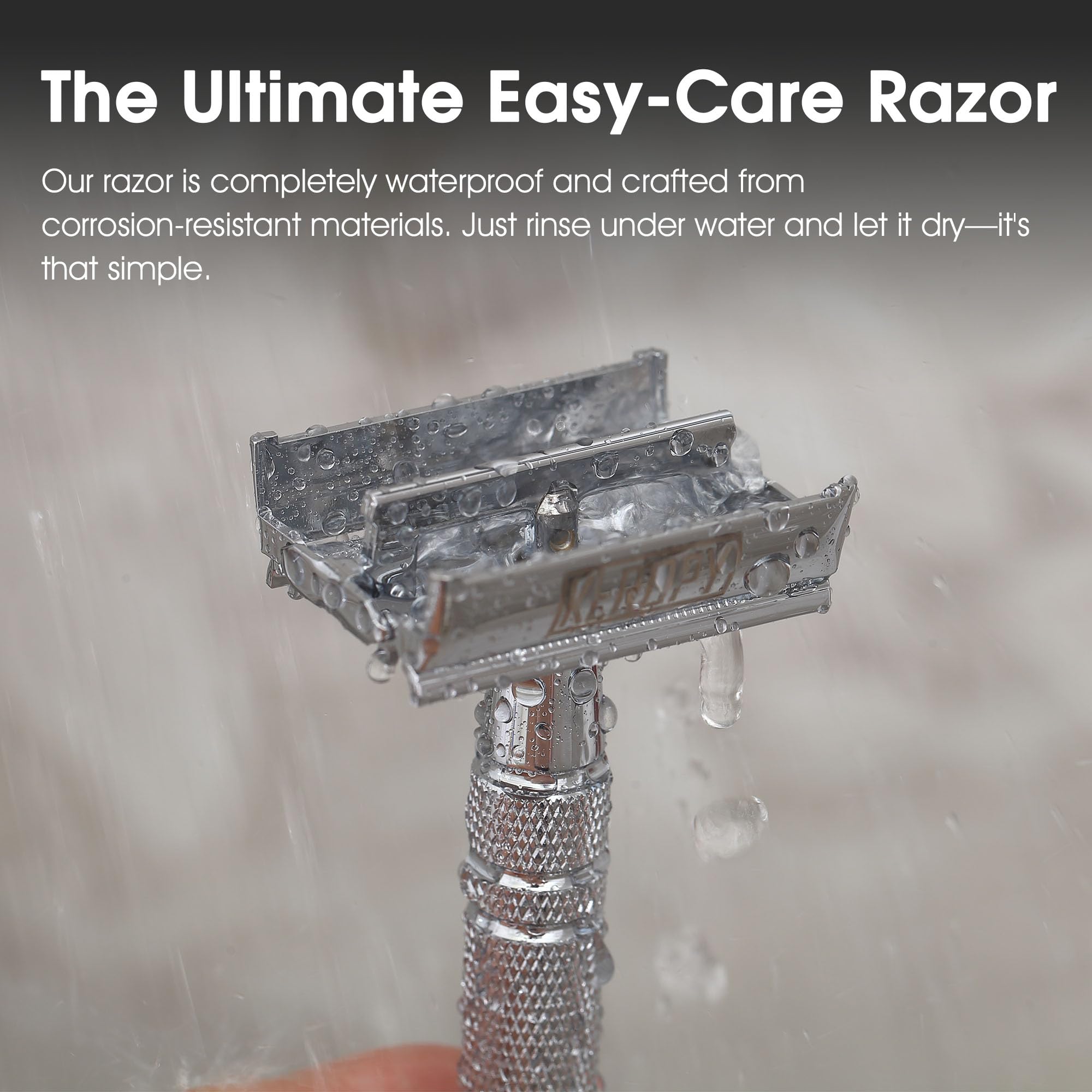 Keropy razor handle textured grip improves control during shave