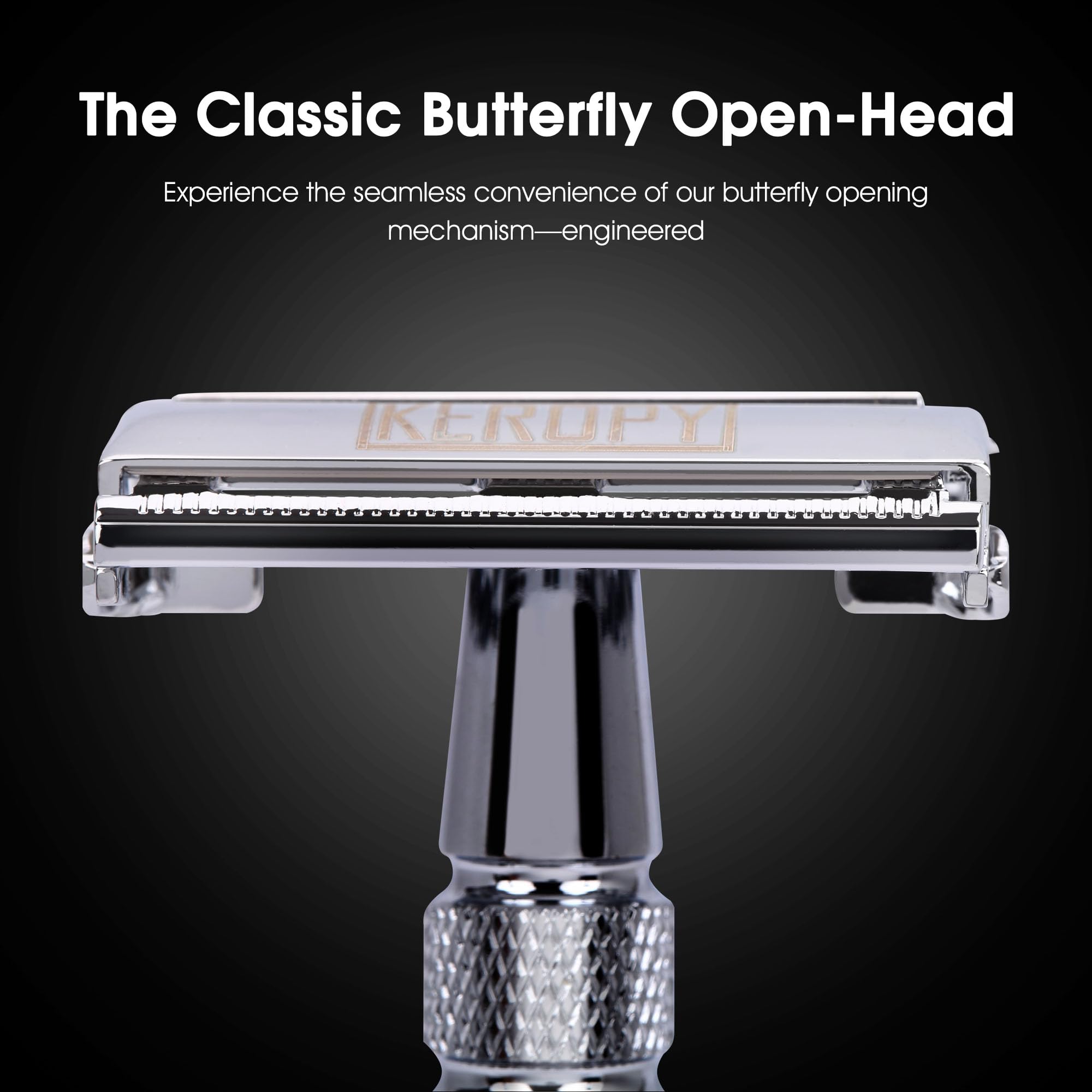 Keropy single blade razor closeup shows smooth glide with reduced friction