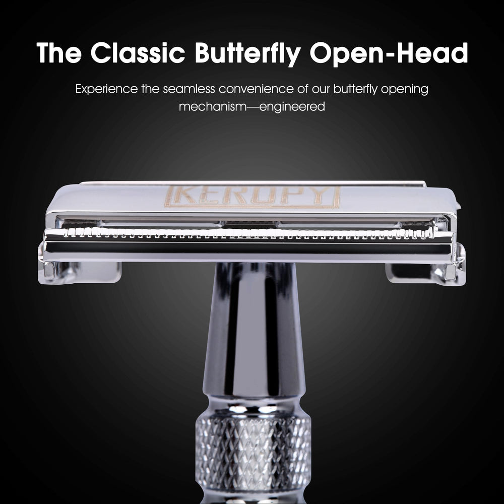 Keropy single blade razor closeup shows smooth glide with reduced friction