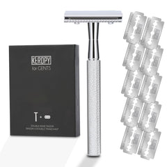 Keropy single blade safety razor glossy silver for smooth glide