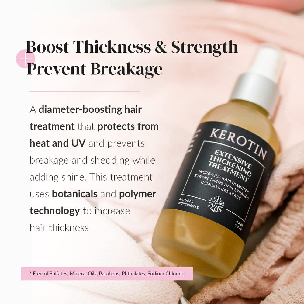 K Kerotin extensive thickening treatment application shows root-to-end coverage for thickness.