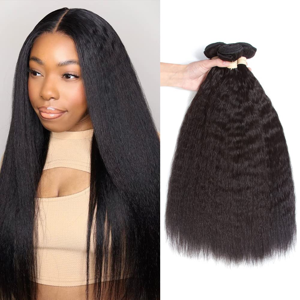 Kerriana Kinky Straight 16 inch front view showing natural texture for seamless blending