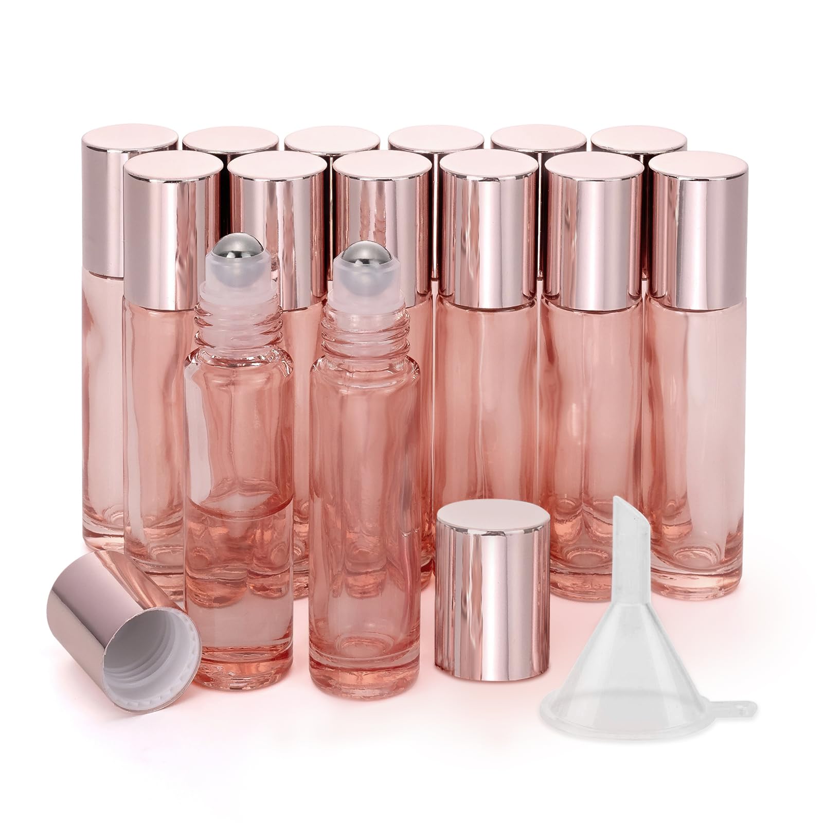 Kesell 14-pack glass roller bottles ready for travel and refill.