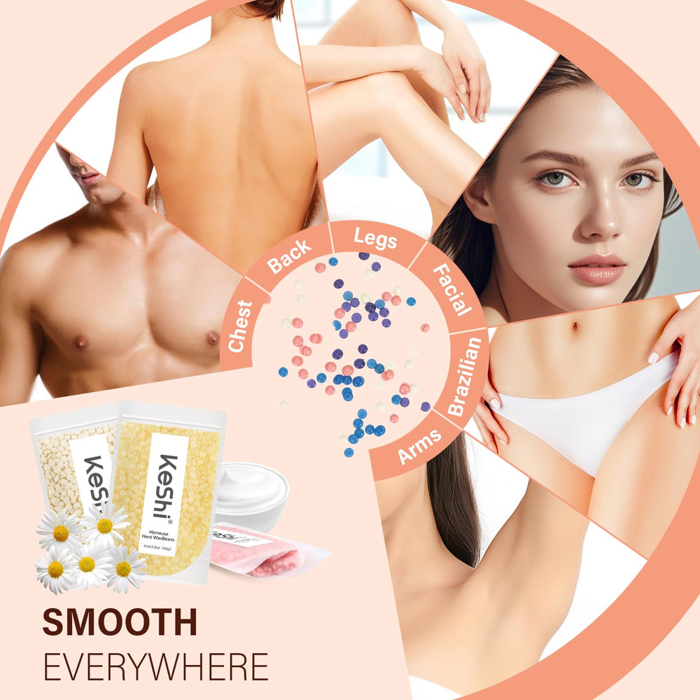 KeShi natural-beads wax includes chamomile and lavender for sensitive skin