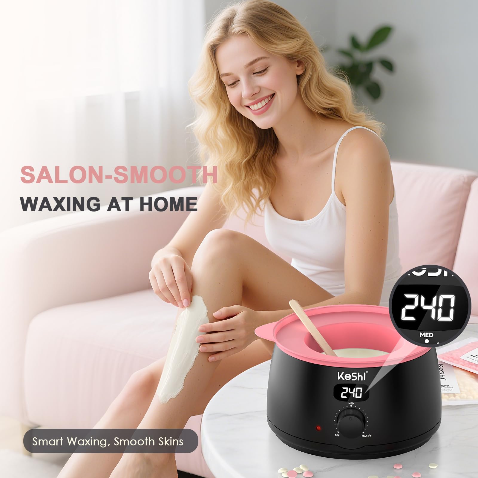 KeShi waxing beads chamomile for sensitive skin and soothing waxing experience.