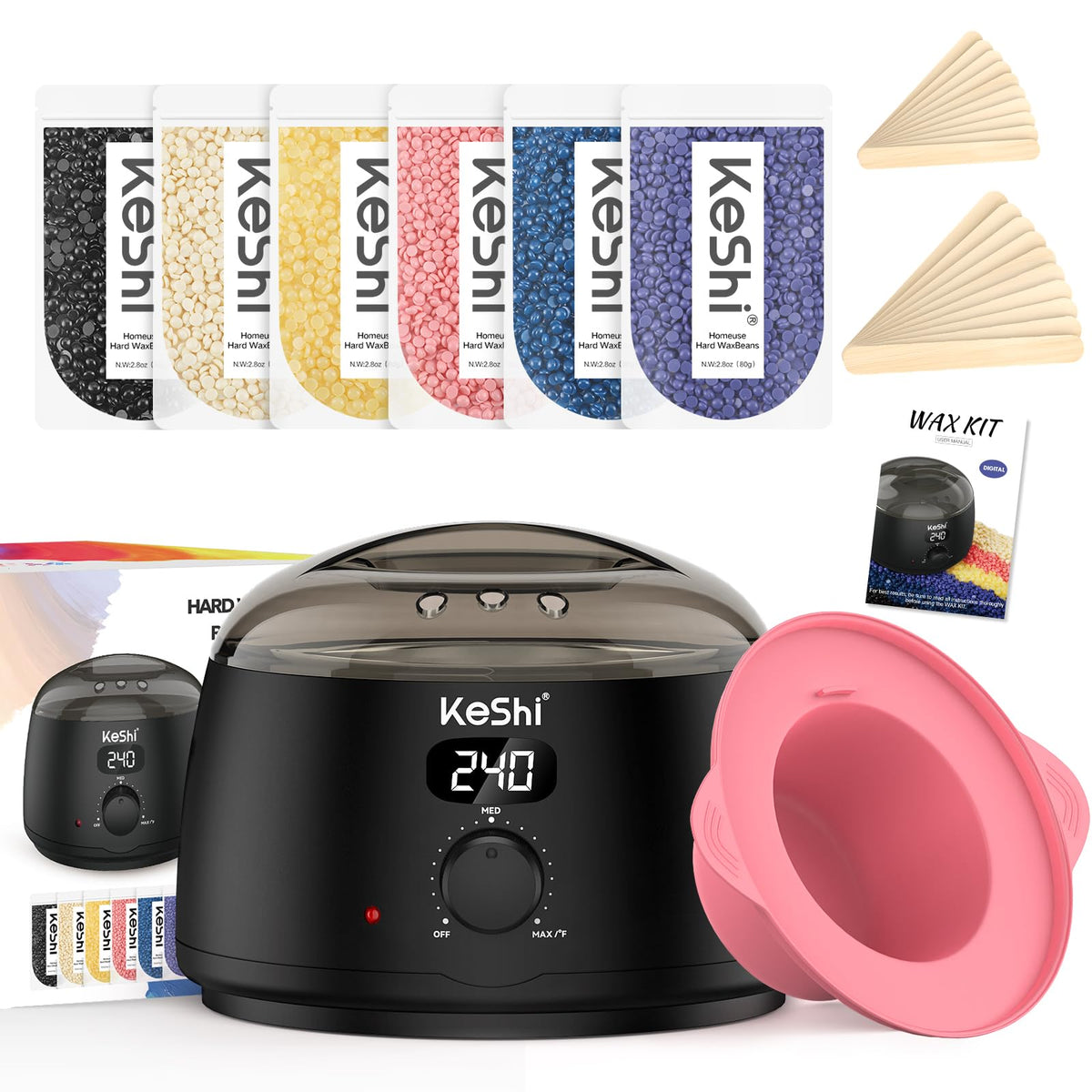 KeShi waxing kit digital wax warmer for at-home salon convenience and precise temperature control.