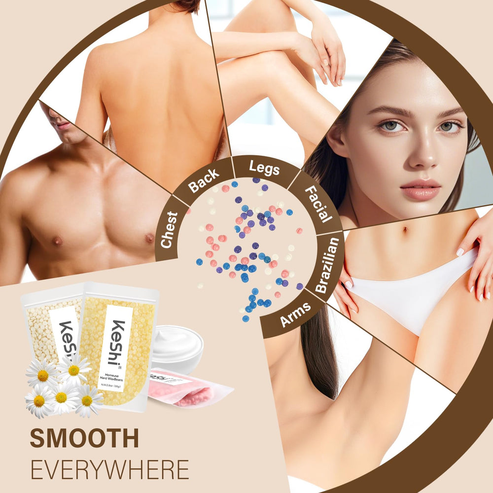 KeShi wax beads honey nourish skin during waxing sessions.