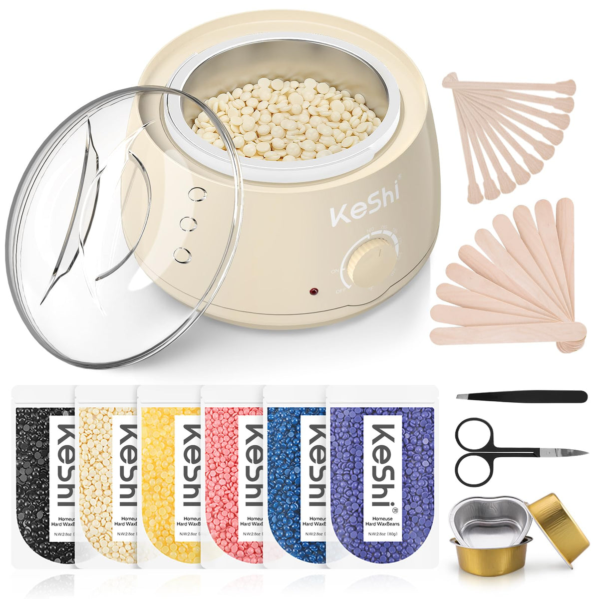 KeShi waxing kit 500ml wax warmer for at-home salon-quality hair removal.
