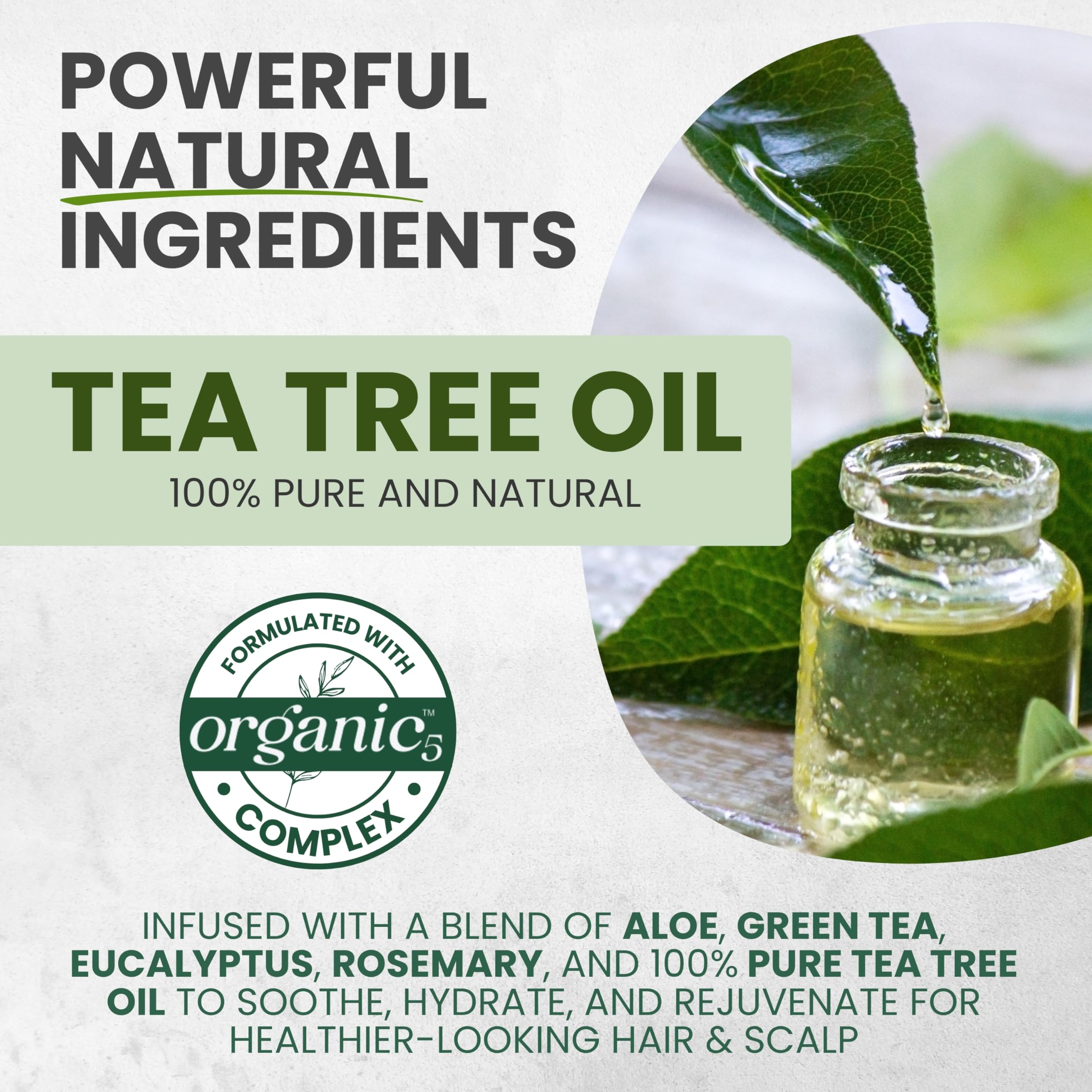 KESMEDIK Tea Tree Shampoo closeup — rich lather and tingling sensation for fresh scalp