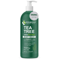 KESMEDIK Tea Tree Body Wash bottle front for daily refreshing cleanse