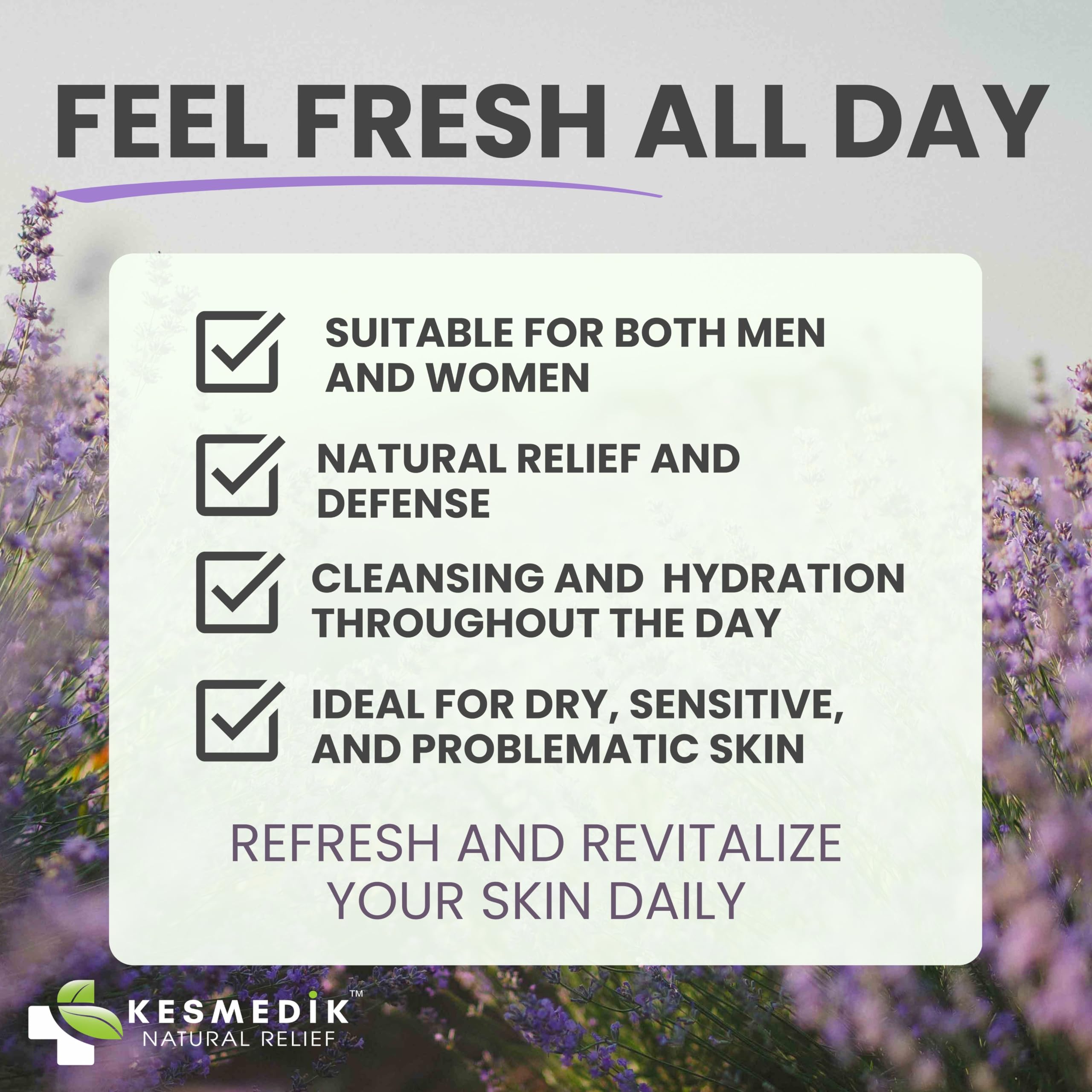 KESMEDIK Tea Tree Lavender Body Wash organic 5 complex emphasizes premium botanical care