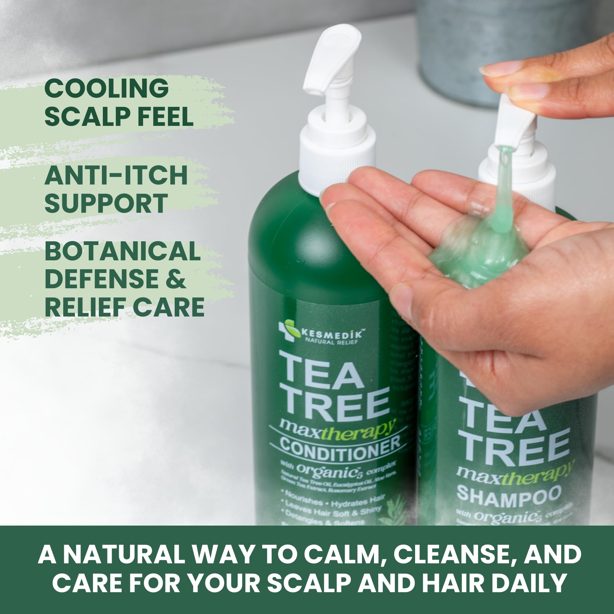 KESMEDIK Tea Tree oil drops in shot — natural ingredients for calming sensations