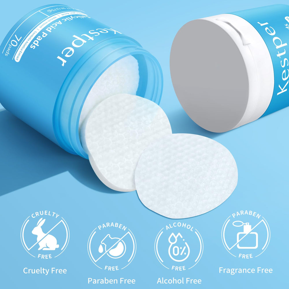 Kestper bottle-and-pad setup illustrating mid-day refreshing skincare ritual.