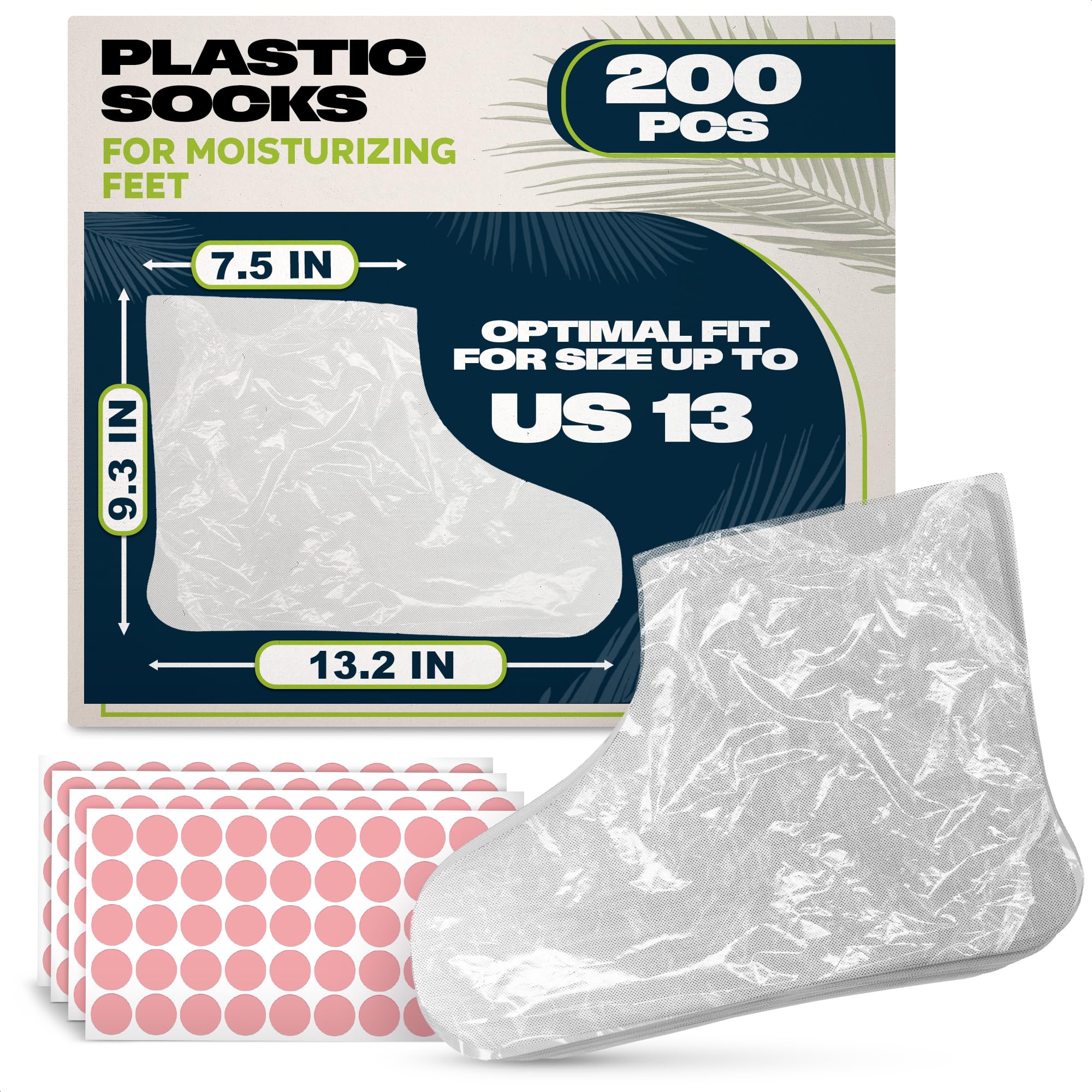KETAR plastic foot covers packaging shows a 200-count pack for at-home hydration.