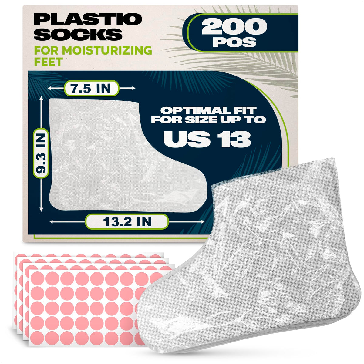 KETAR plastic foot covers packaging shows a 200-count pack for at-home hydration.