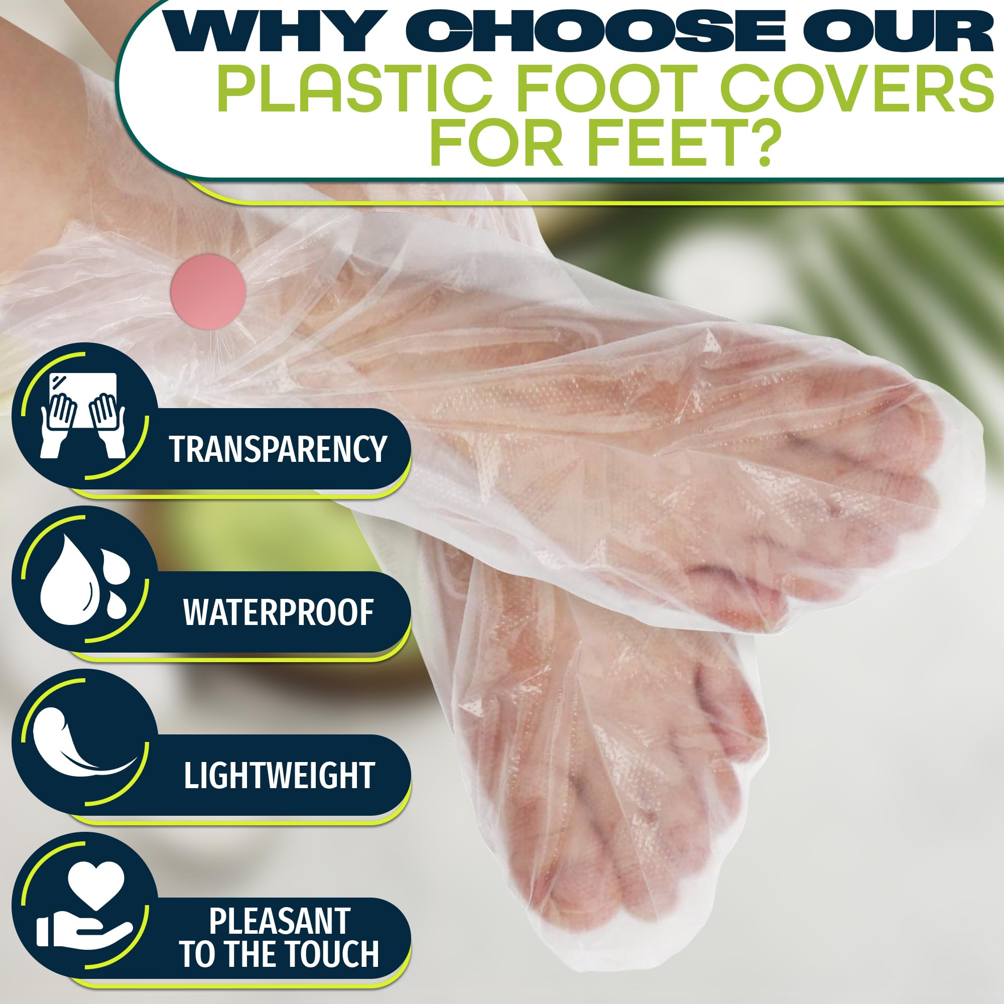 KETAR transparent foot covers in PE material suited for moisturizers and wax sessions.
