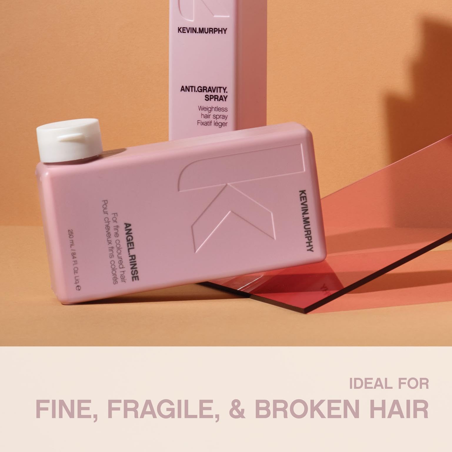 KEVIN.MURPHY ANGEL.RINSE colour-safe shield signals color protection on fine hair.