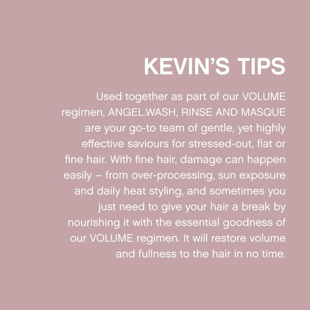 KEVIN.MURPHY ANGEL.RINSE sulphate-free label indicates gentle cleansing for delicate hair.