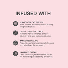 Green Tea Extract supports elasticity in colour-treated hair.