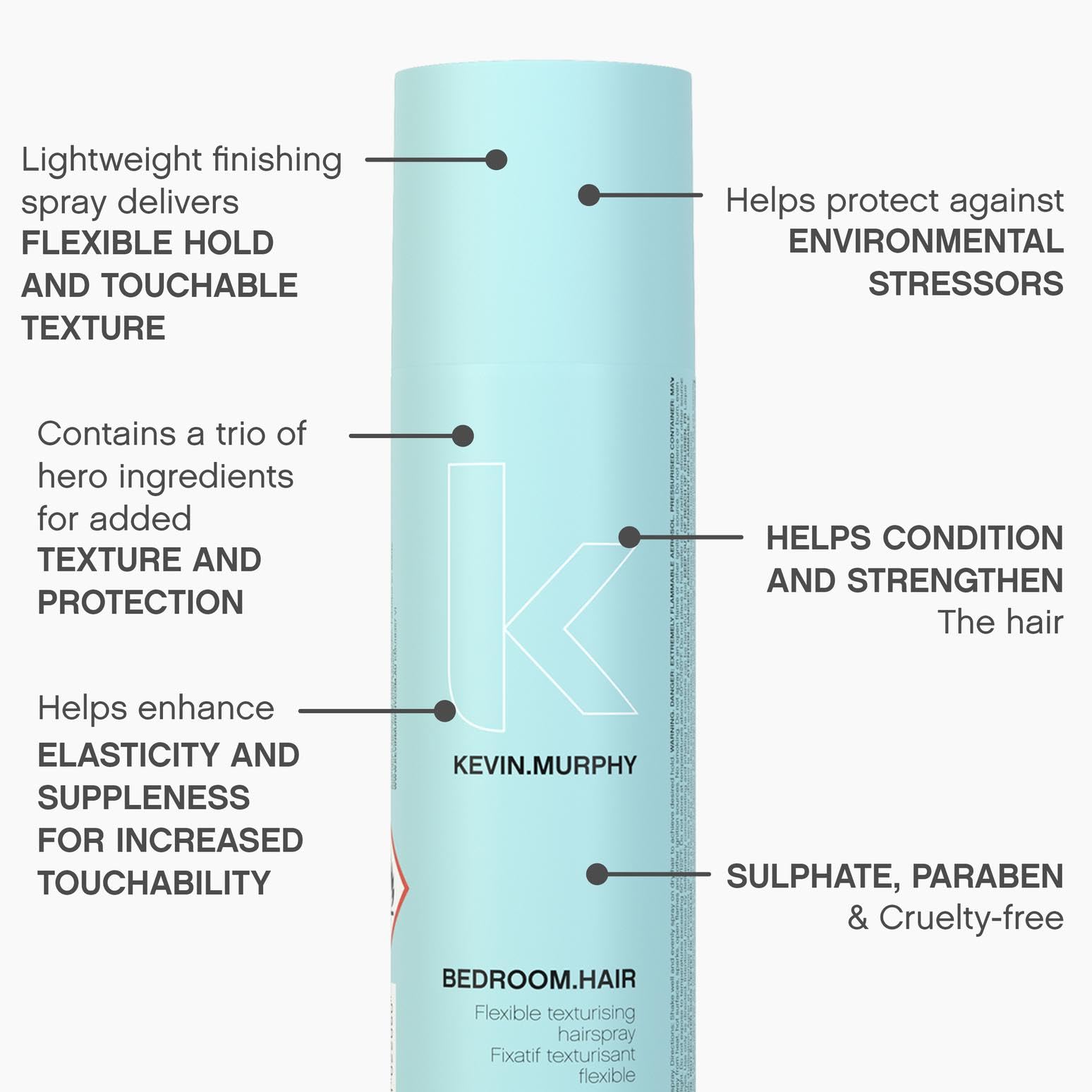 KEVIN.MURPHY BEDROOM.HAIR bottle in use to create natural movement.
