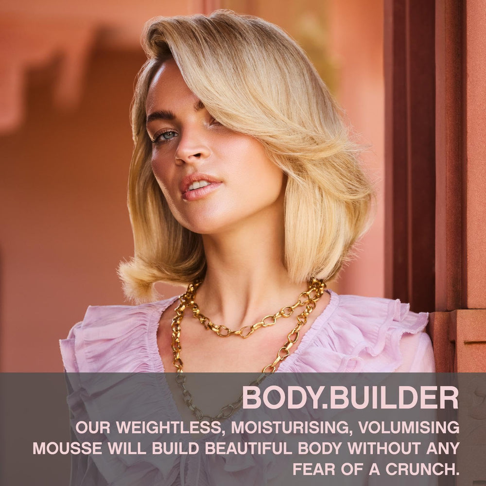 KEVIN.MURPHY BODY.BUILDER foam dispense showing easy application and memory hold