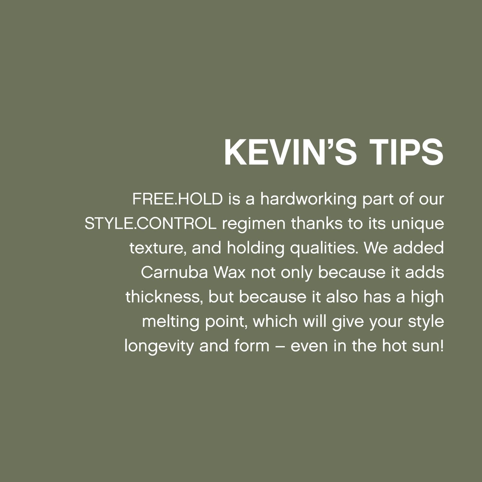 KEVIN.MURPHY FREE.HOLD bergamot-vanilla scent on hair during styling