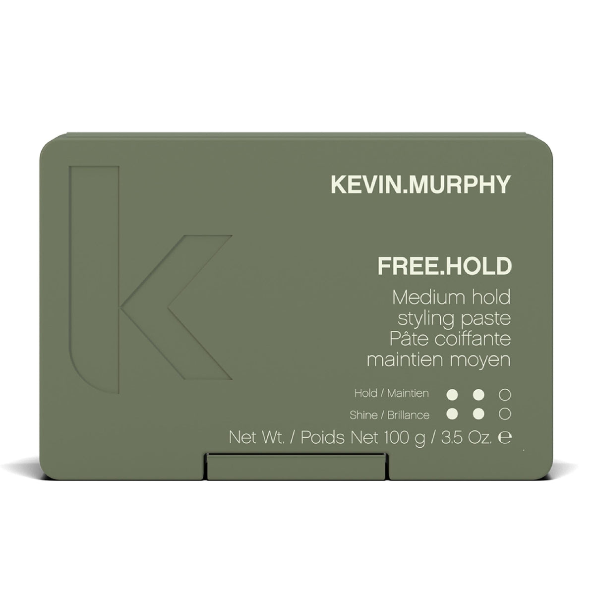 KEVIN.MURPHY FREE.HOLD jar close-up showing flexible medium hold and natural shine