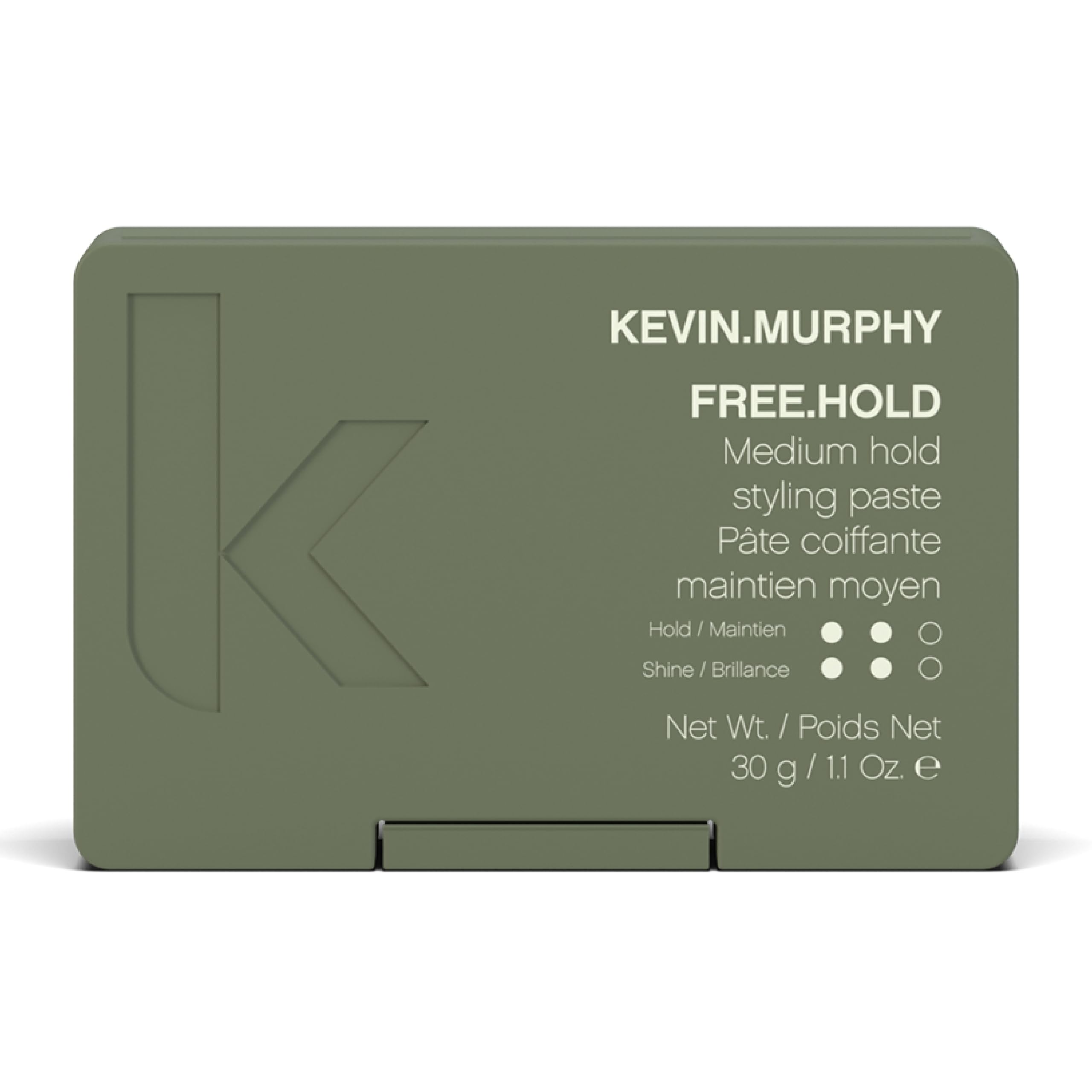 KEVIN.MURPHY FREE.HOLD jar close-up showing creamy paste for flexible hold and natural shine.