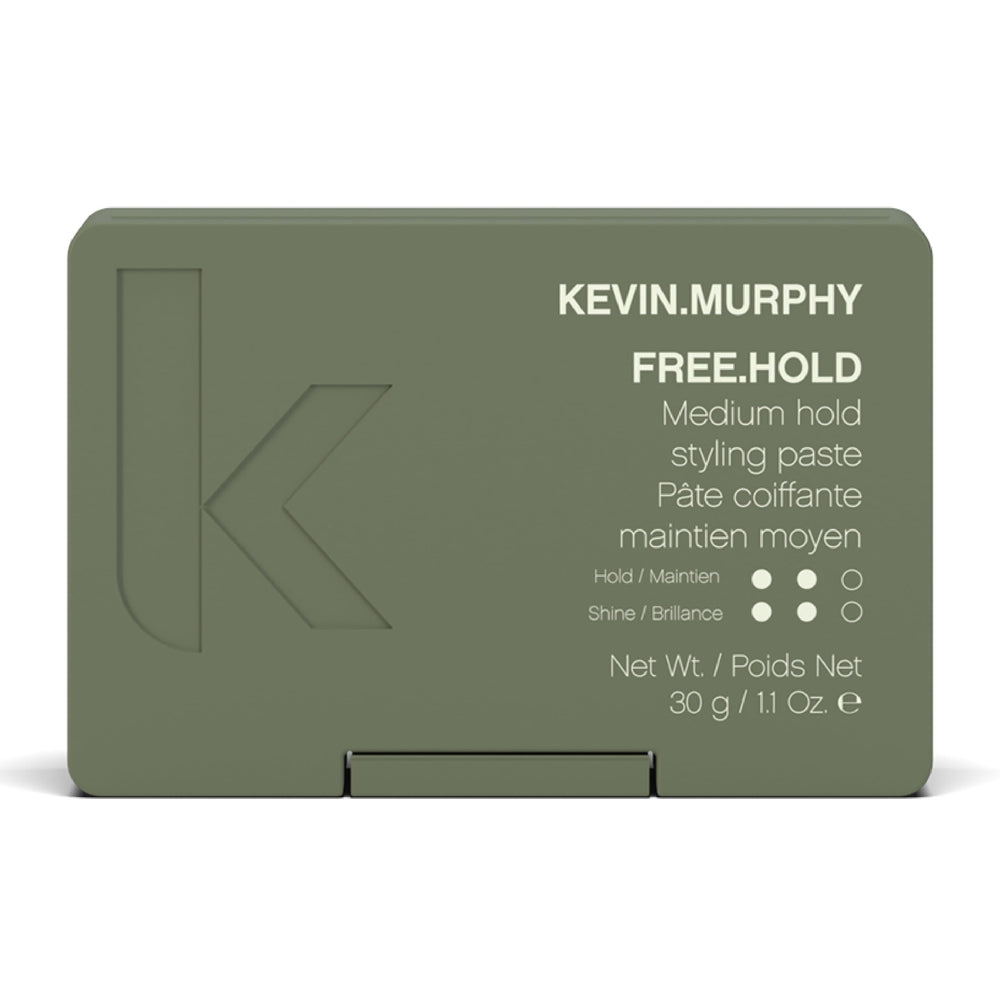 KEVIN.MURPHY FREE.HOLD jar close-up showing creamy paste for flexible hold and natural shine.