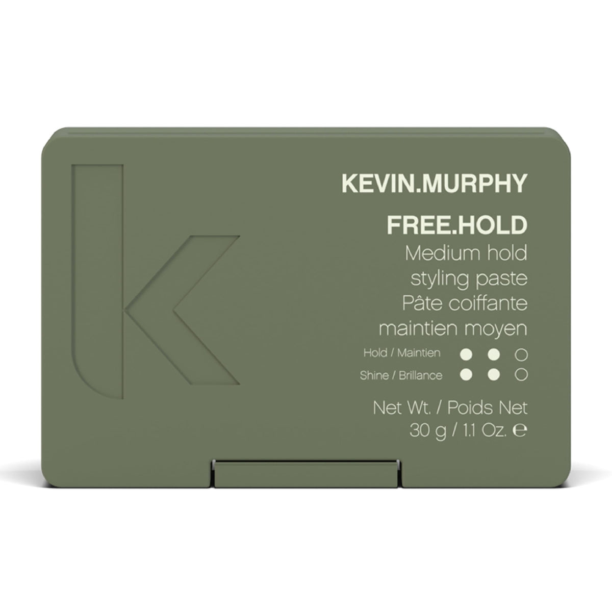 KEVIN.MURPHY FREE.HOLD jar close-up showing creamy paste for flexible hold and natural shine.