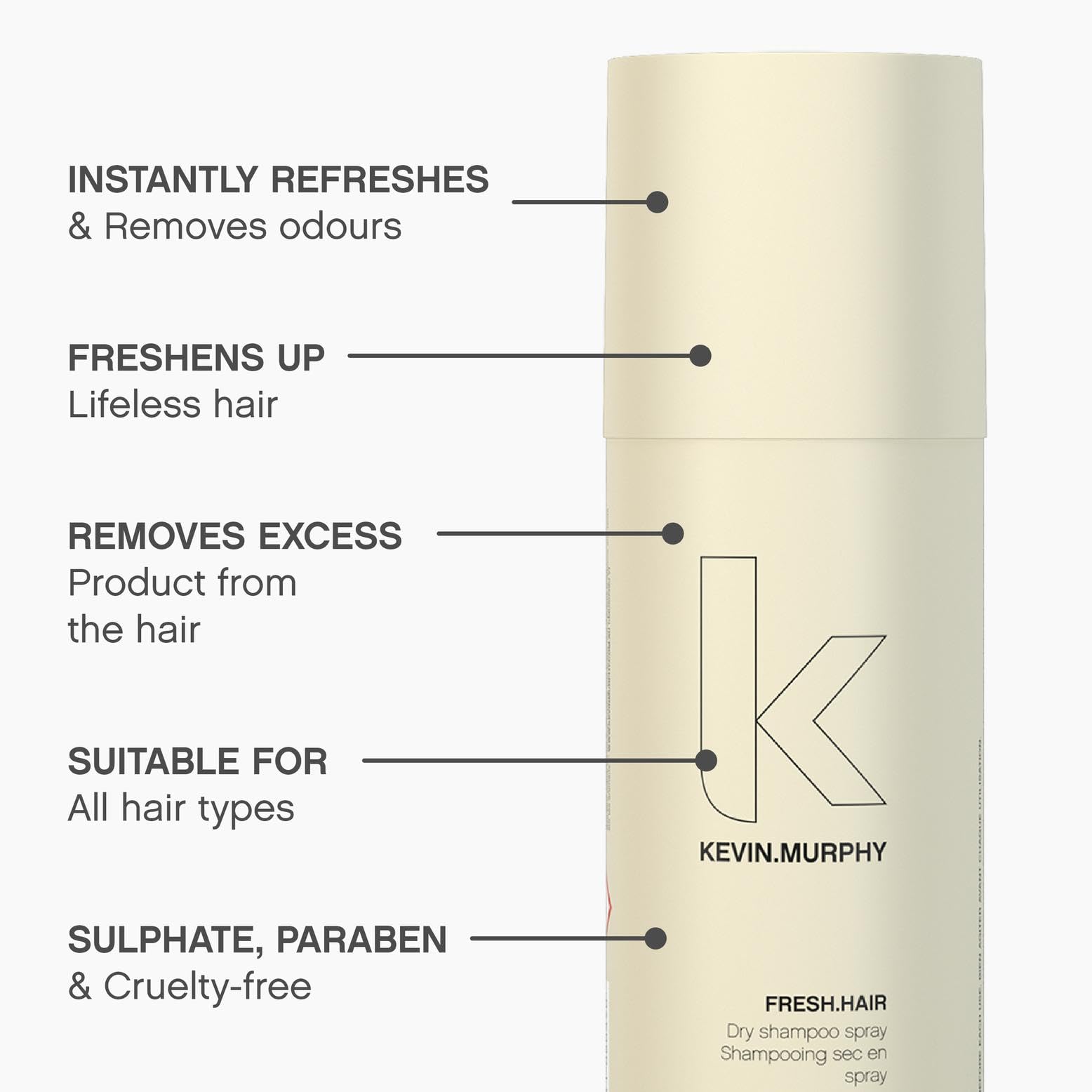 KEVIN.MURPHY Fresh.Hair compact packaging ready for on-the-go refresh.