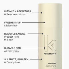 KEVIN.MURPHY Fresh.Hair compact packaging ready for on-the-go refresh.