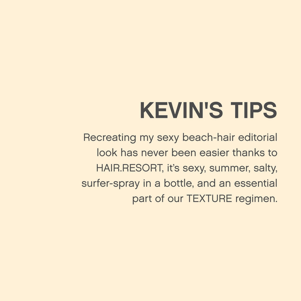 KEVIN.MURPHY HAIR.RESORT.SPRAY air-dry-finish helps guide effortless beach waves.