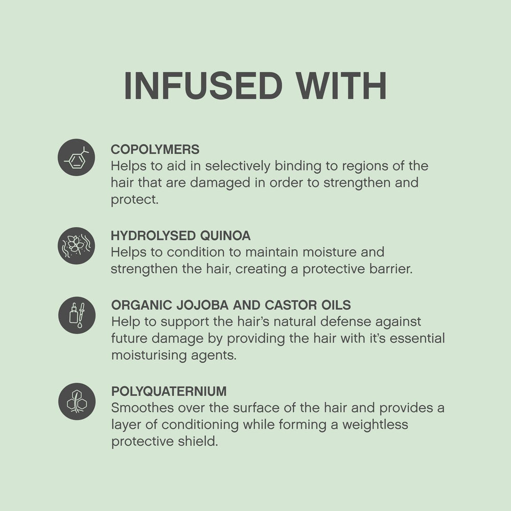 KEVIN.MURPHY HEATED.DEFENSE leave-in foam before styling offers heat protection.