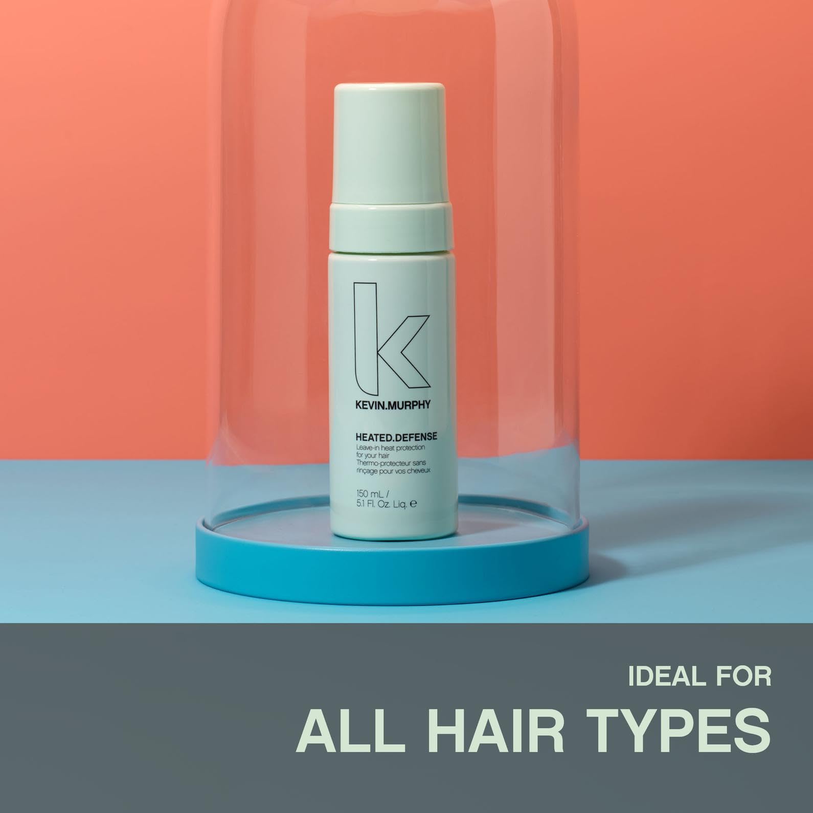 KEVIN.MURPHY HEATED.DEFENSE bottle highlights sulfate-free and cruelty-free formulation.