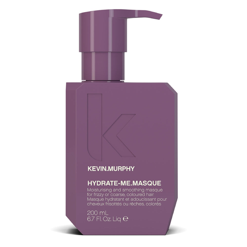 KEVIN.MURPHY HYDRATE-ME.MASQUE packaging image shows premium formula for hydrated, frizz-free hair.