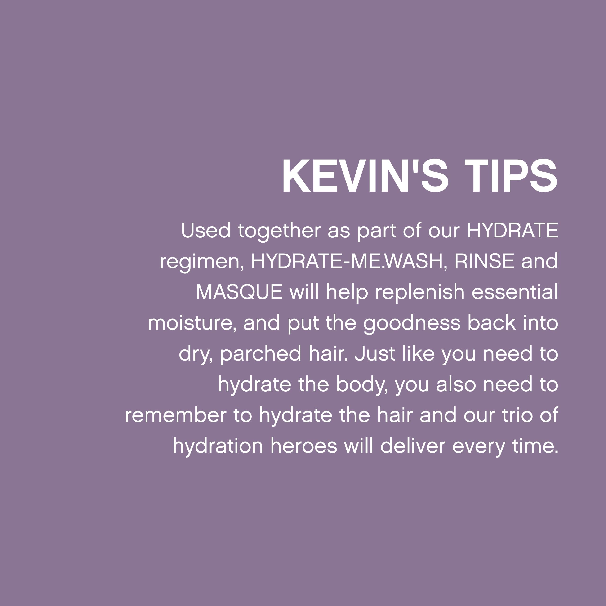 Kevin Murphy Hydrate-Me.Rinse hair swatch reveals lustrous shine on towel-dried strands.
