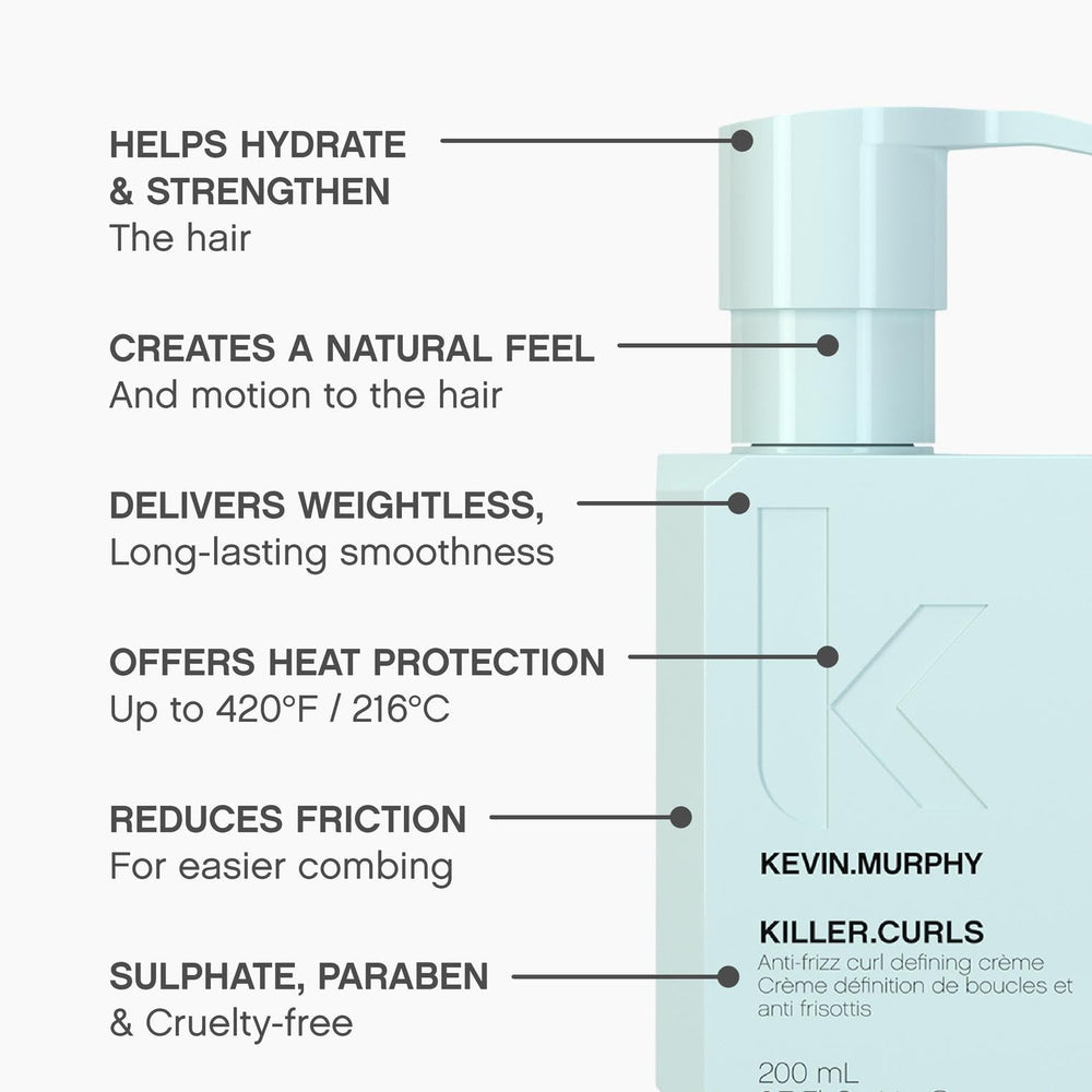 Kevin.Murphy Killer.Curls bottle with ingredient visuals highlights Australian fruit extracts.