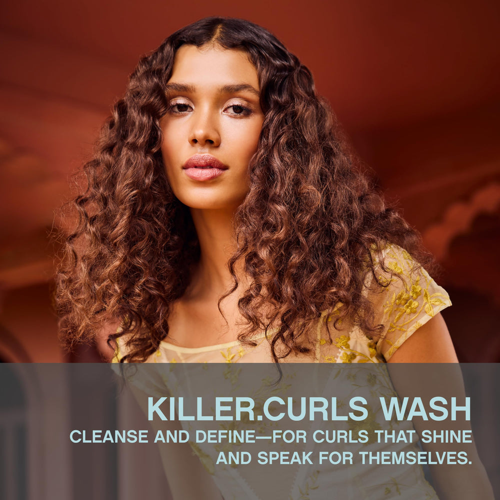 KEVIN.MURPHY Killer.Curls Wash label close-up highlights vegan formula for curl care
