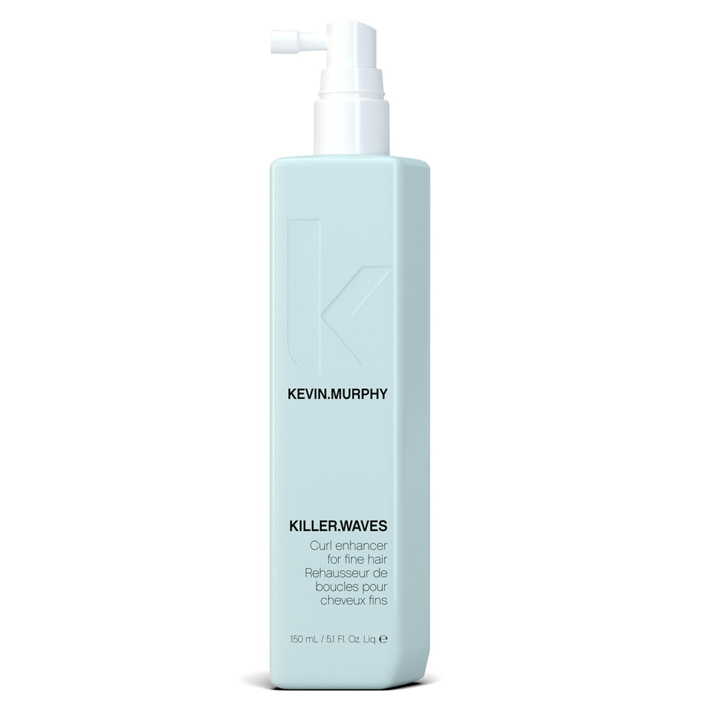 KEVIN.MURPHY KILLER.WAVES bottle closeup showing weightless curl definition for fine hair.