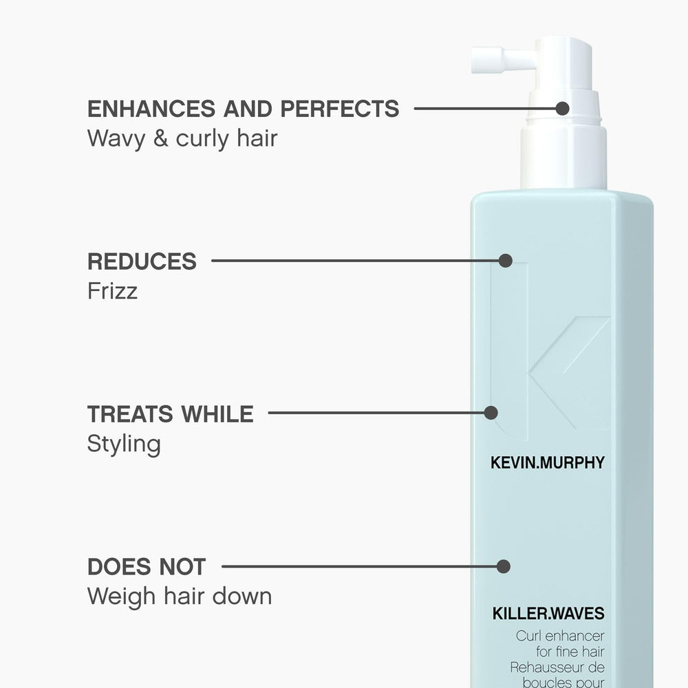 KEVIN.MURPHY KILLER.WAVES shot emphasizing elasticity for bouncy, natural-looking waves.