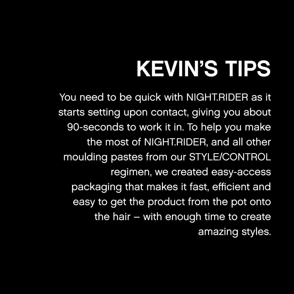 KEVIN.MURPHY NIGHT.RIDER styling paste on styled hair demonstrates strong hold and shine.