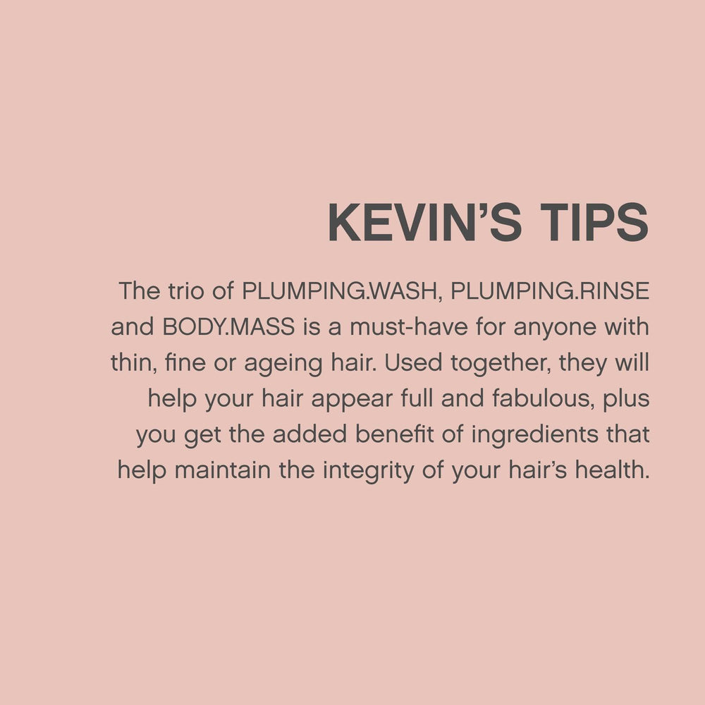 KEVIN.MURPHY PLUMPING.WASH after-use styling suggests fuller-looking strands.